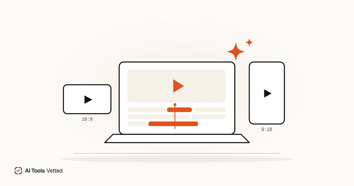 Best AI video generator for YouTube: a creator desk with a video timeline and AI sparkle icon