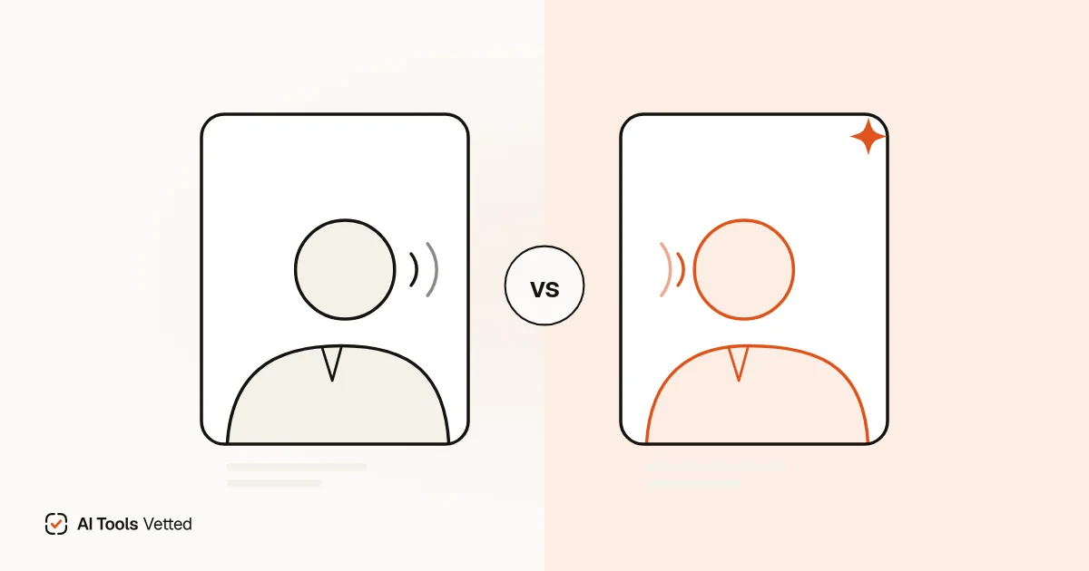 Synthesia vs HeyGen comparison illustration with two AI avatar presenters facing each other